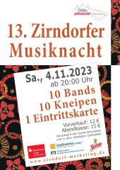13. Zirndorfer Musiknacht am 4. November 2023